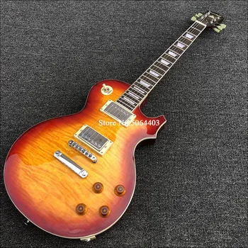 

High quality 6 string electric guitar, tiger maple veneer, peach blossom core body, golden accessories, rose fingerboard, postag