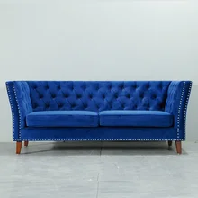 U-BEST sofá de 2 plazas de cuero sintético de estilo americano, mobiliario de sala de estar, conjunto de sofás Chesterfield de lujo naranja