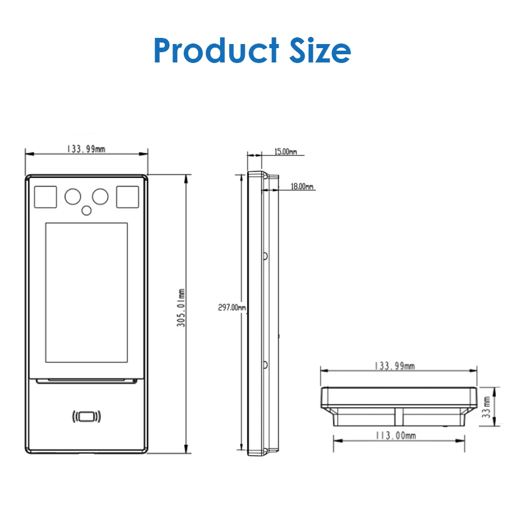 20000 Dynamic Face Recognition Wrist Temperature Measurement Time Attendance Access Control 7 inch Touch Screen 13.56Mhz Card - Famidy.com
