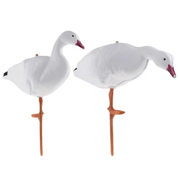 

2pcs Foldable EVA Hunting Shooting White Goose Decoys Decoying Resting Goose Scarecrow Garden Decors Lawn Ornaments