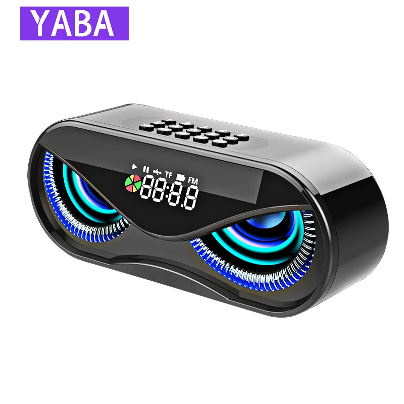 

YABA Bluetooth Speaker LED Flash Wireless Loudspeaker FM Radio Alarm Clock TF Card Support Select Songs By Number