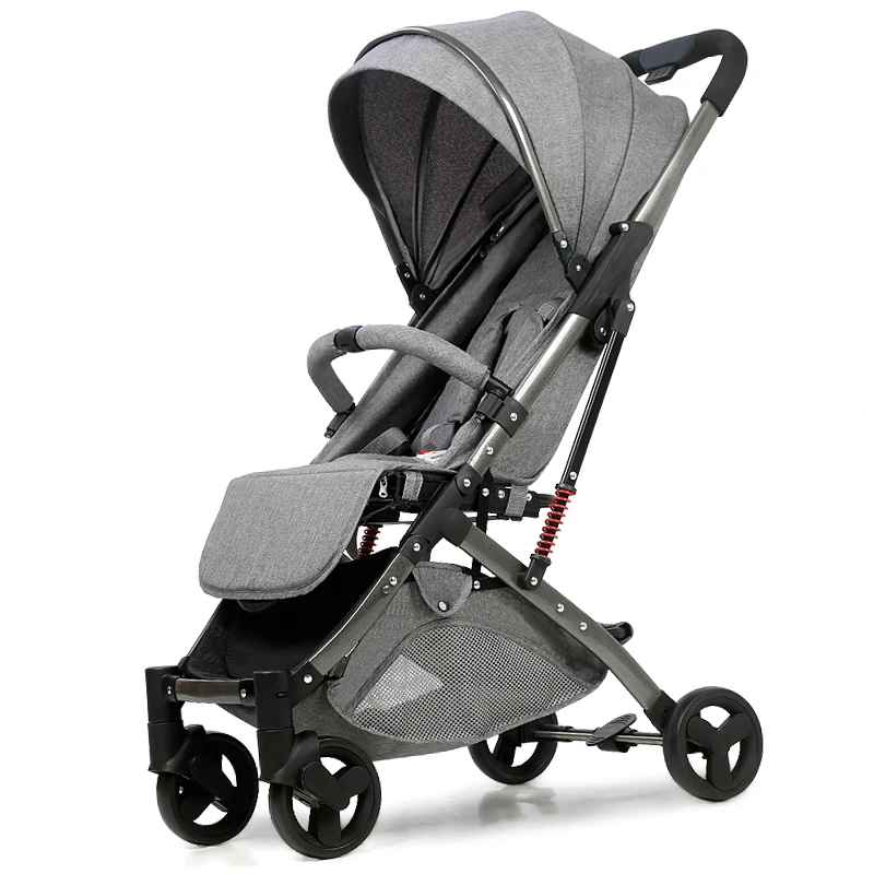 Ультралегкая детская коляска с высоким пейзажем, четырехколесная тележка, легкая переносная коляска для путешествий, популярная розовая коляска для мамы - Цвет: Fashion dark gray