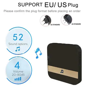 

Universal Wifi Doorbell Chime Market Black Voice Tips Plug-In Chime Visitors Door Hardware 433.0MHz Visual Doorbell Chime House