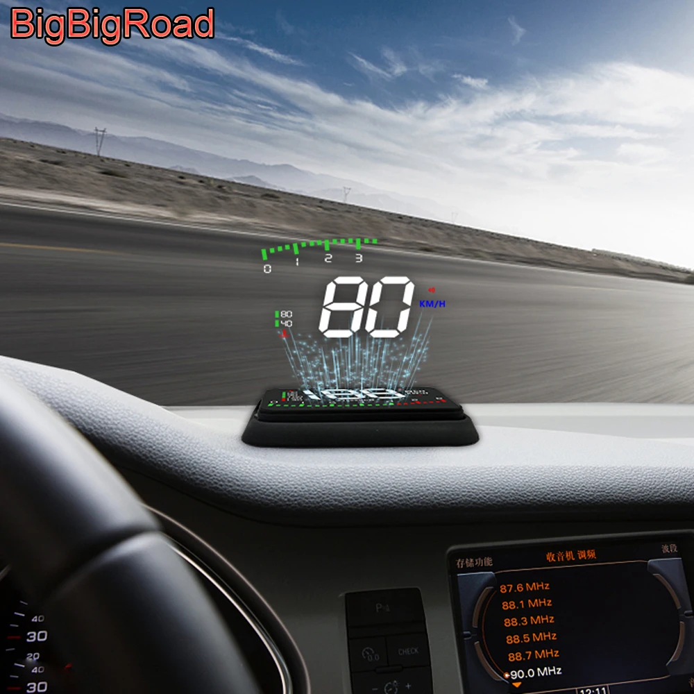 BigBigRoad автомобиля Hud Дисплей для BMW X1 X2 X3 X4 м X5 X6 X7 Z4 i3 i8 Z2 Zagato e39 e46 e53 лобовое стекло проектор оповещение о превышении скорости
