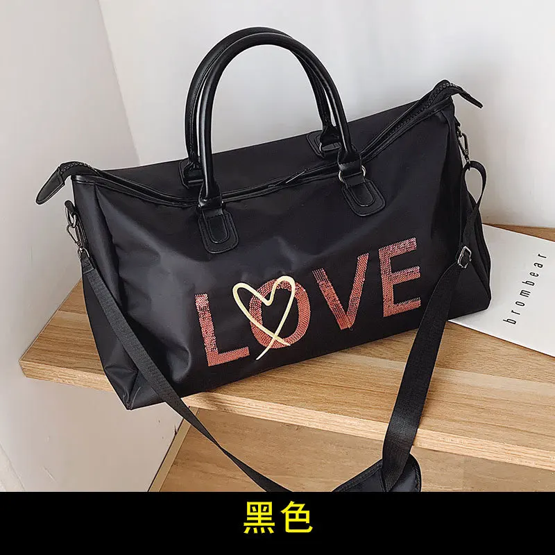 Сетчатая красная короткая дорожная сумка, Женская Ручная сумка, мужская сумка в Корейском стиле, Большой Вместительный светильник, сумки для спортзала - Цвет: Черный