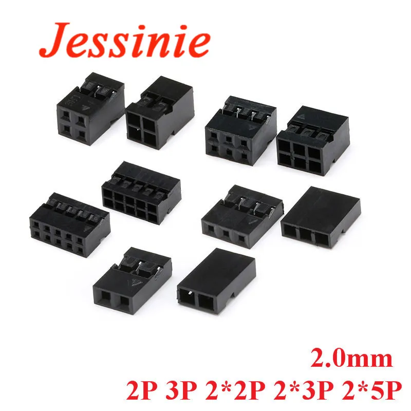 20pcs Dupont Head 2.0mm 2P 3P 2*2P 2*3P 2*5P Plastic Shell Pin Connector Jumper Wire Cable Housing Plug Female | Электронные