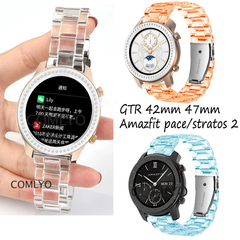 Clear Strap for xiaomi huami amazfit gtr 42mm 47mm /gtr2 gtr2e/amazfit pace  stratos 2 3 smartwatch band Correa Plastic bracelet|Smart Accessories| -  AliExpress