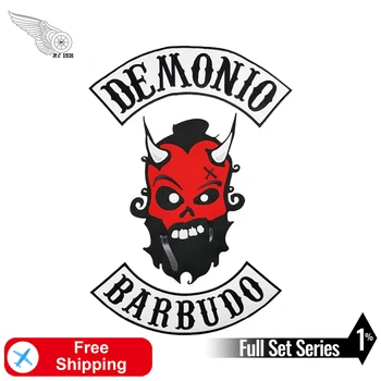 

Demonio Barbudo Red Devil Embroidery Patch Iron on for Garments Full Back Set Jackets Large Punk Badge Motorcycle Biker Stickers