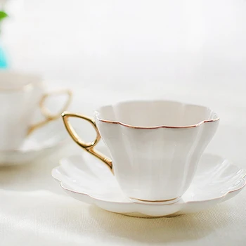 

Elegant Flower Bone China Tea Cup Saucer Set Ceramic Tea Cup White Porcelain Coffee Cup Tea Set Coffee Cup Espresso Cup
