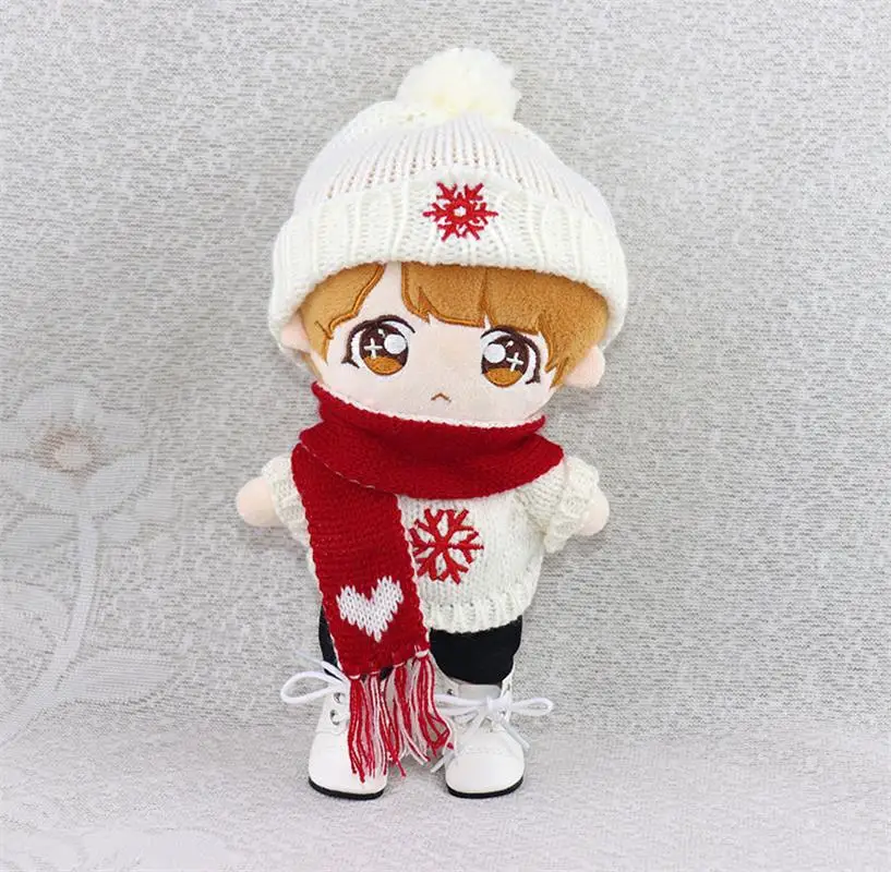 20 см плюшевая Одежда для куклы EXO Рождественский наряд Санта-Клаус свитер шапка шарф брюки для кукол игрушки куклы аксессуары