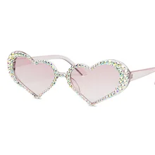 

Heart-shaped Sun Glasses Lady Lovely Heart-shaped Point Diamond Handmade Glasses Female Party Shopping T Show Decoration Glasses
