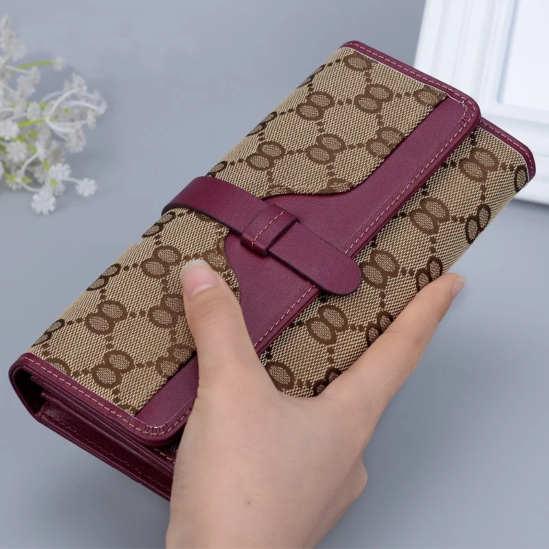 

W2018 Canvas Wallet Card Bit More Women's Long Three Fold Folding Small Wallet Large Capacity WOMEN'S Wallet