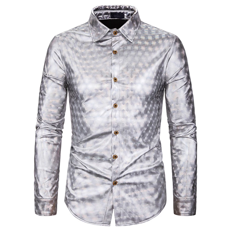 camisas plateadas para hombre