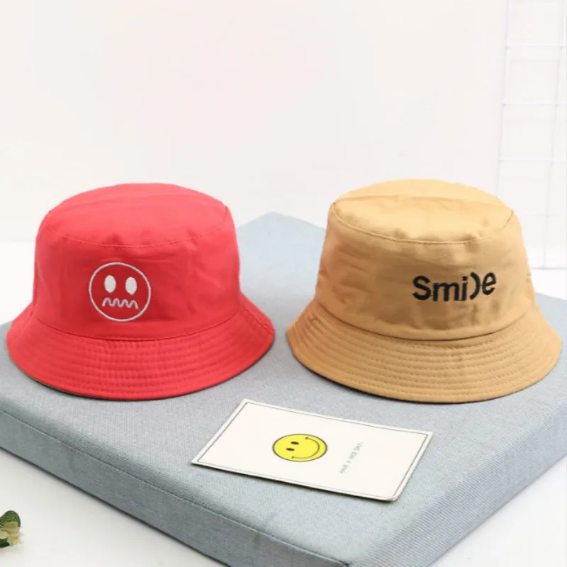 Reversible Bucket Hat Kids Summer Cotton Sun Hat Cartoon Embroidery Toddler Bucket Cap Boys Girls Fishing Hat