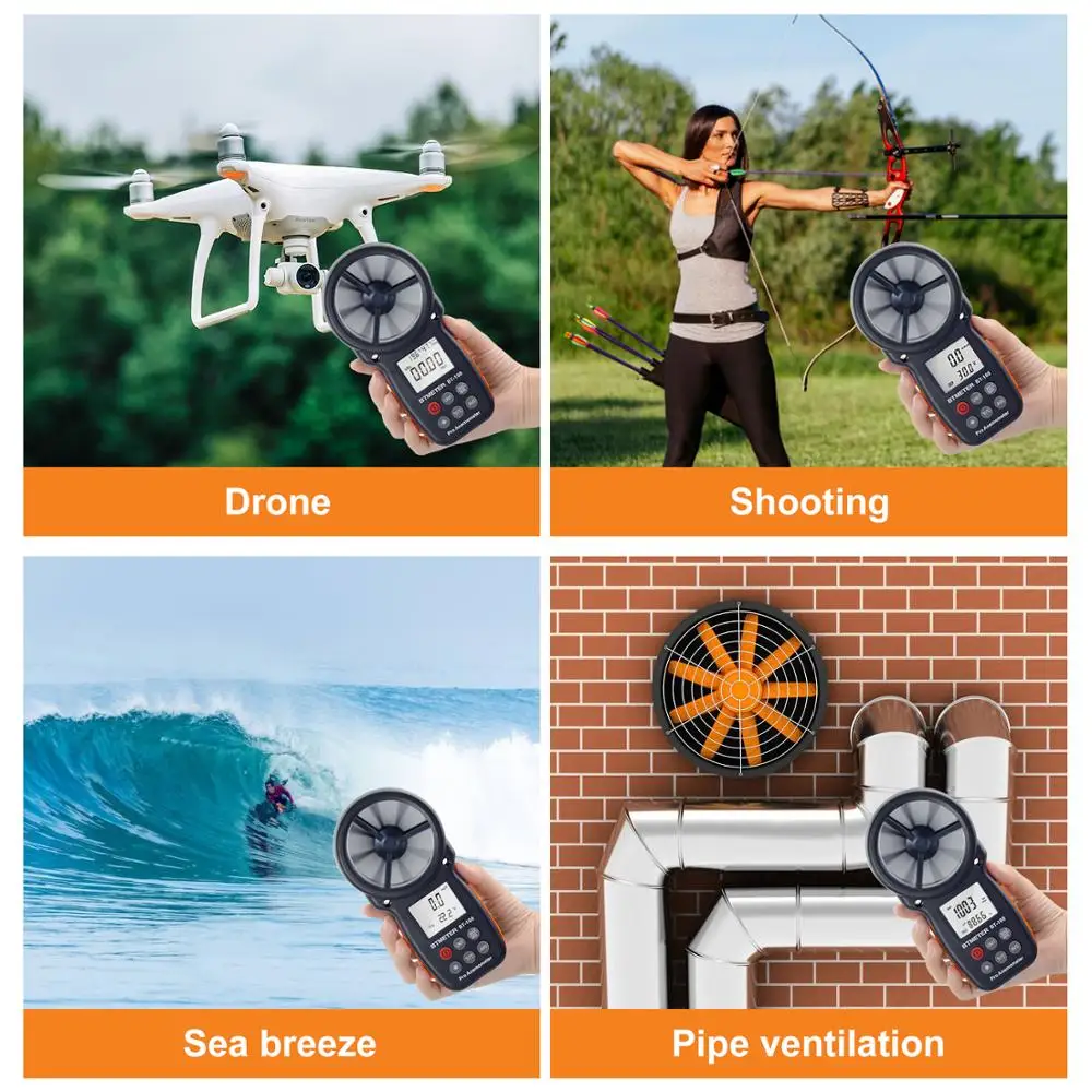 BTMETER BT-100 Digital Anemometer Handheld Wind Speed Meter for Measuring Wind Speed Temperature and Wind Chill dropshipping