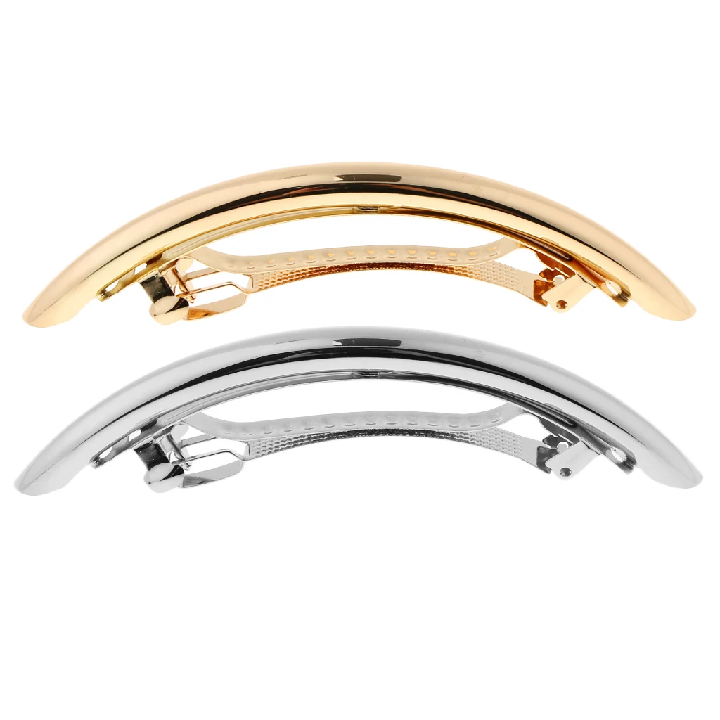 2pcs Novelty Large Rectangle French Hair Barrette Hairpins Automatic Spring Tube Hair Clip