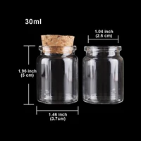 3pcs 30ml 37*50mm Candy bottles Glass Bottles with Cork Lids Spice Jars Pill Container Glass vessels Glass Jars Storage Jars 2
