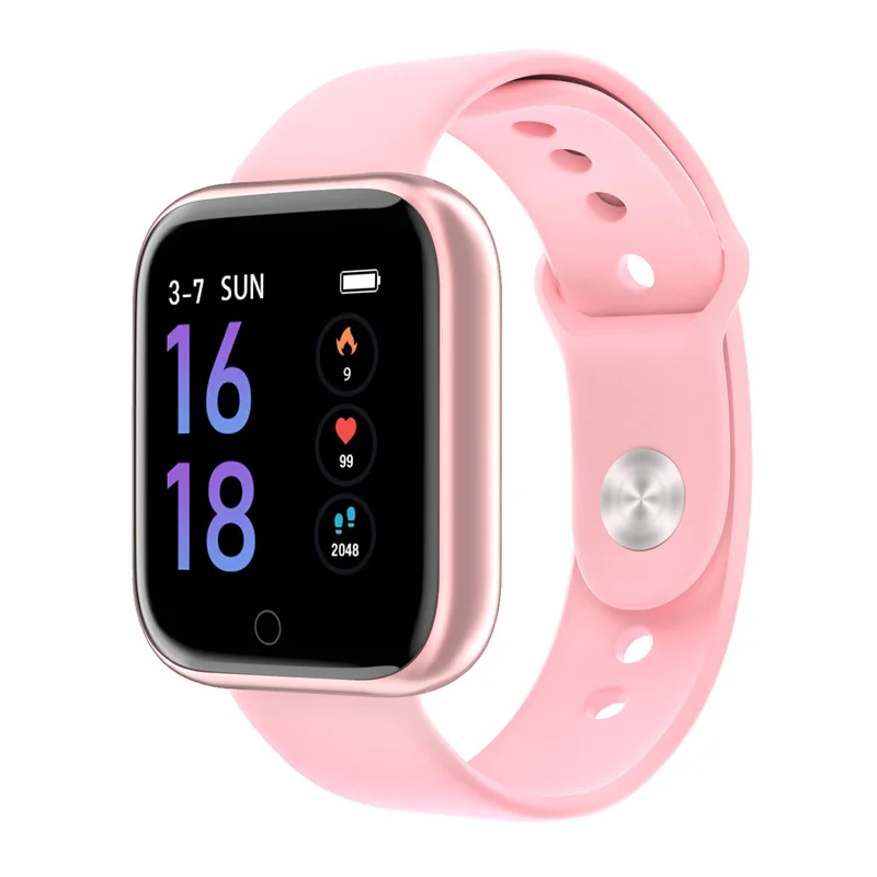 Водонепроницаемые Смарт-часы T80 VS Q9 P68 P70, часы-браслет, трекер фитнес-активности, монитор сердечного ритма, Мужские Женские умные часы - Цвет: pink silicone
