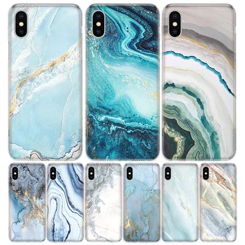 

Marble Stone Pink Blue Phone Case For iPhone 11 5 5s SE 6 6s 7 8 Plus X XS XR Pro Max Cover Coque soft Silicone TPU