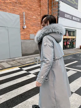 

Women's mid-length 2019 winter new waisted jacket detachable liner