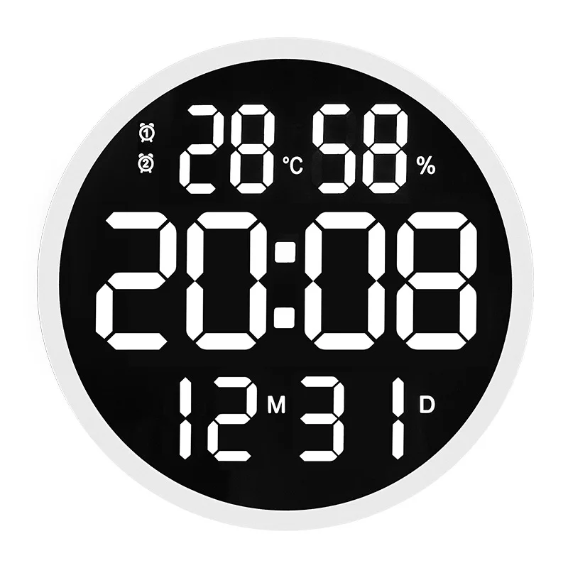 LED Large Number Digital Smart Wall Clock Temperature And Humidity Display Electronic Clock Modern Design Home Decoration 