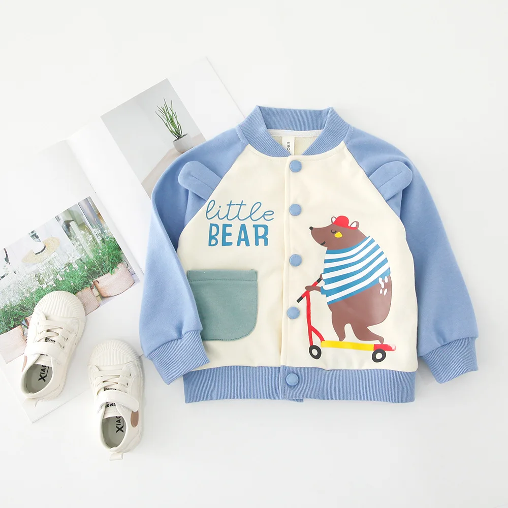 Little bear Pudcoco/Новинка года; осенняя одежда для новорожденных мальчиков и девочек; теплое хлопковое пальто с принтом льва; Верхняя одежда; куртки; осенняя одежда - Цвет: Little bear
