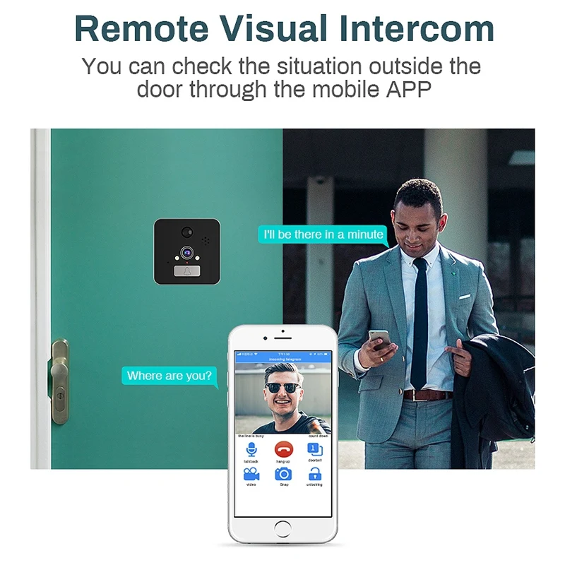 5 Inch Screen Wireless Doorbell Ip Camera 5000Mah 160 Degree Peephole with App Control Night-Vision Pir Motion Sensor