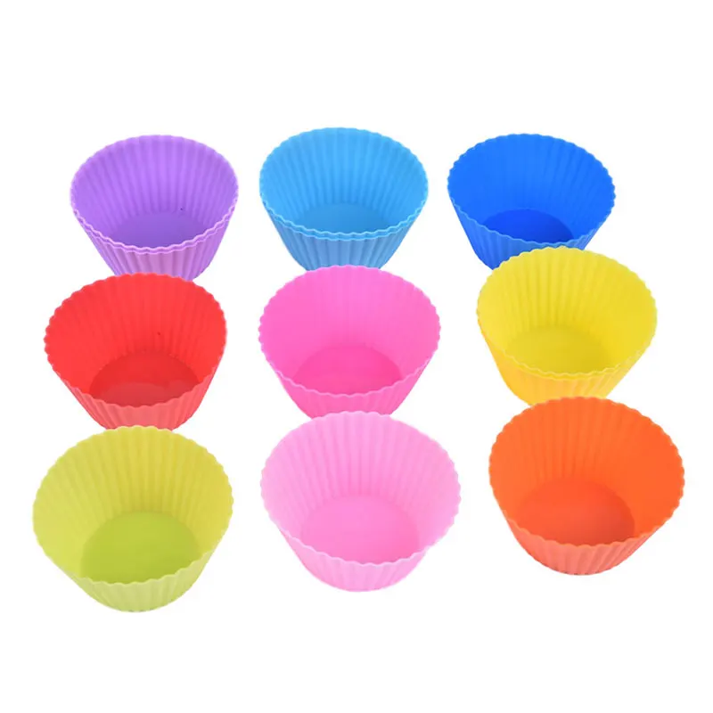 12pcs/Set Silicone Cake Mold Round Shaped Muffin Cupcake Baking Molds Kitchen Cooking Bakeware Maker DIY Cake Decorating Tools