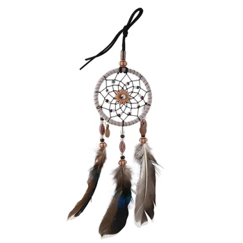 

Mini Dream Catcher For Car Beaded Natural Feathers And Handmade