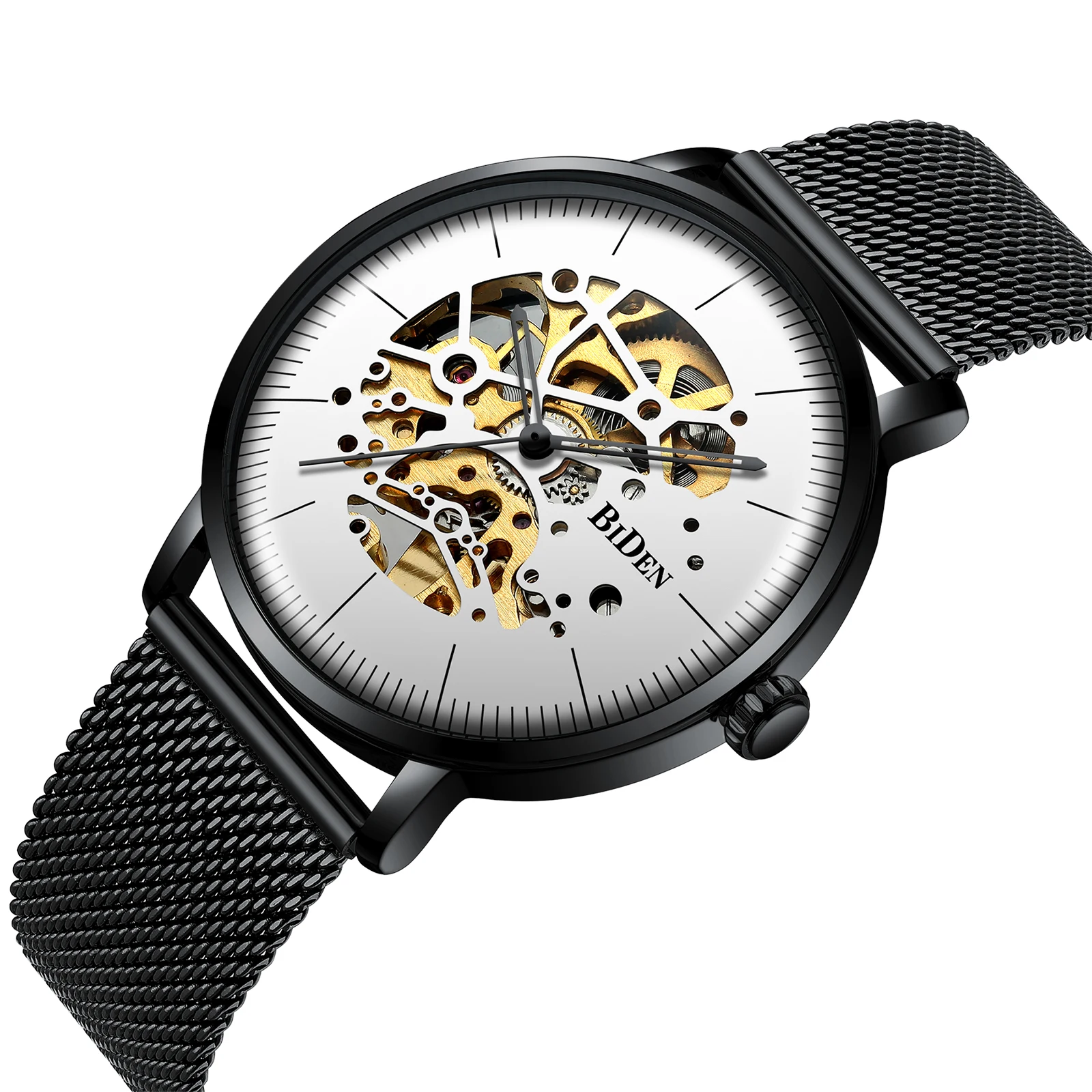 

BIDEN Mechanical watch luminous diving sports watch mesh belt man with box Pack