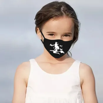 

1/3/5 Pc Children's Mouth Mask Face Mask Washable And Reusable Earloop Halloween Witch Print Windproof Face Mask Mascarar