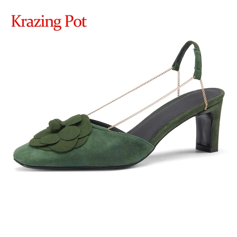 Krazing Pot/2021 Лето Новое поступление замшевая обувь из овечьей кожи с квадратным