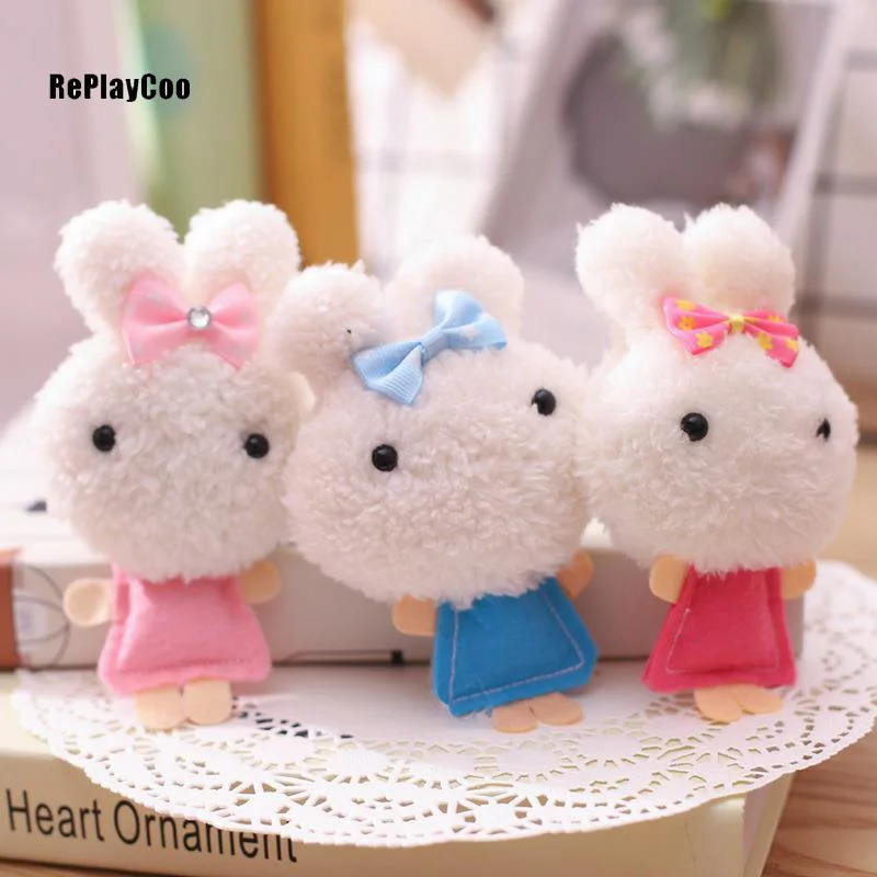 

50Pcs/Lot Kawaii Bunny Plush Toys Flower 12cmRabbit Soft Stuffed Animal Toys Small Pendant By Phone Bags Gifts For WeddingDTZ012