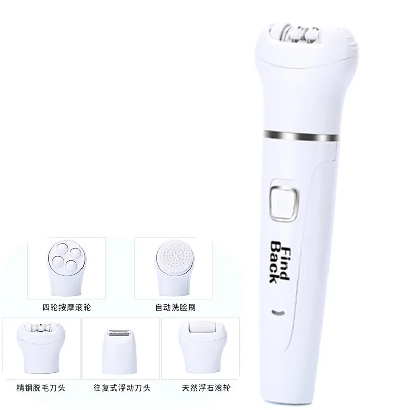

-Washing Five-in-one Cleansing Instrument Facial Cleansing Instrument Electric Epilator Lady Shaver Women's Hair Trimmer Foot Gr