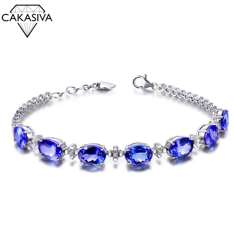 

Women's 925 Sterling Silver Sapphire Bracelet Simple and Elegant Silver Gift Jewellery Wholesale
