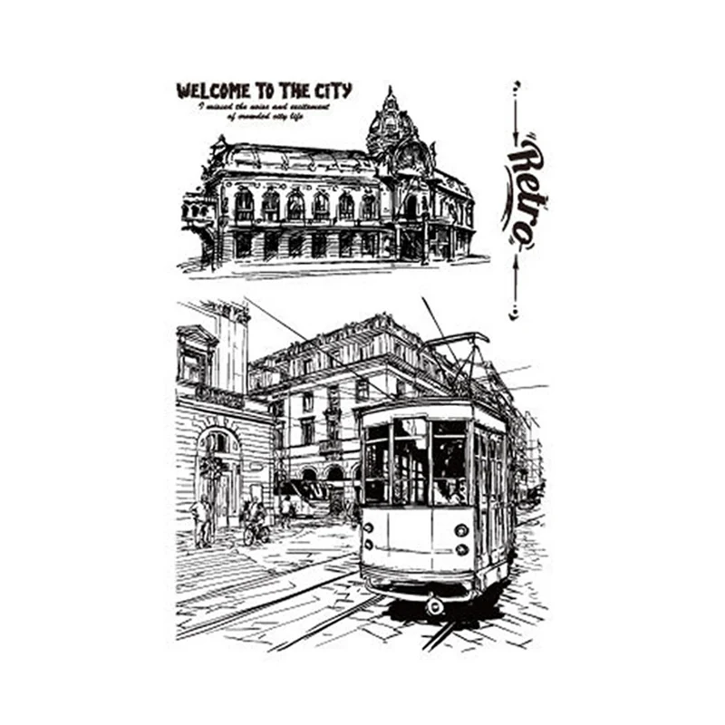 

Transparent Stamps Retro Tram Clear Stamps for DIY Scrapbooking Card Making Photo Album Craft Silicon Decorative New 2019 Stamps