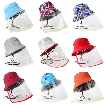 

2020 Anti-spitting Protective Bucket Hat with Transparent Face Cover Sandproof Sun Protection Anti-dust Hat HSJ-19