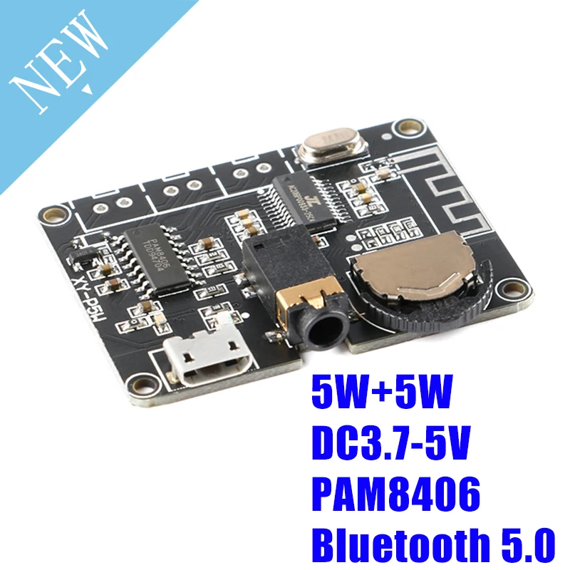 

5W+5W PAM8406 Bluetooth-compatible BLE 5.0 DC3.7-5V stereo audio power amplifier module XY-P5W for Arduino diy kit