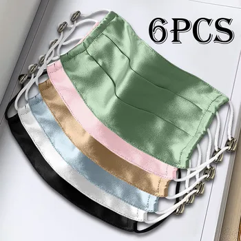 

6pcs Adult Silk Face Mask Breathing Mondmasker mascarilla Reusable Washable Women Man Face Masks Cover mascaras para la boca