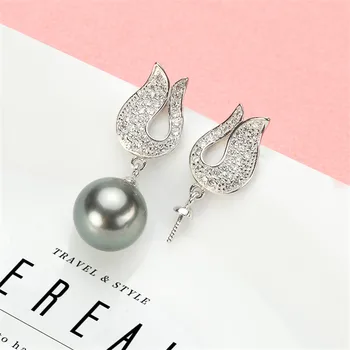 

925 Sterling Silver Plating Earrings Pearl Earrings Accessories Findings Earrings Jewelry Parts Fittings Mountings DIY Girl Gift
