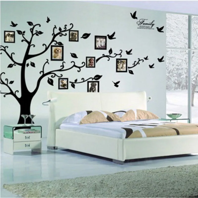 Новый Большой 200*250 см/79 * 99in черный 3D DIY фото дерево настенные наклейки Искусство