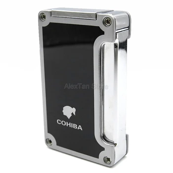 

COHIBA Classic Design 3 Jet Flame Cigar Cigartte Refillable Lighter Windproof Metal Lighters Torch Lighter With Cigar Punch