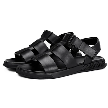 

Sandals Male Korean Summer Mens High Quality Genuine Leather roman mens gladiator sandals summer Personality Breathable cowhide