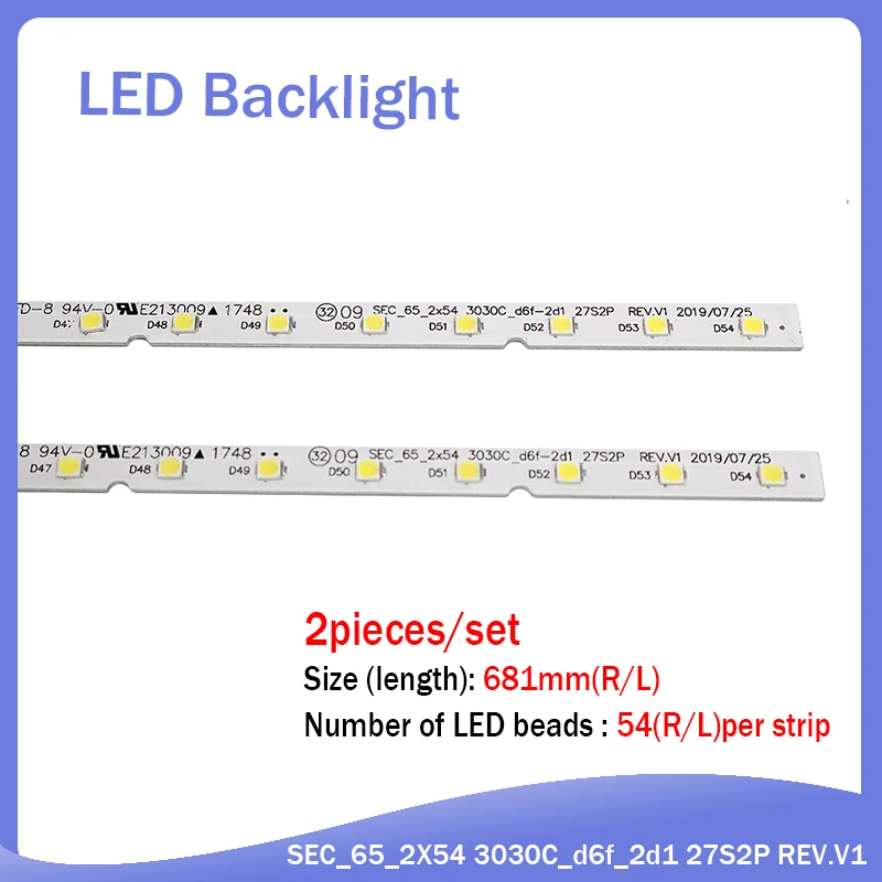 4 Pz/Lotto 54Led Striscia Di Retroilluminazione A Led Per Samsung Muslimun65Mu6290 Bn96-44814A Sec 65 2 X54 3030C Fl689480 D6T-2D1 27 S2P