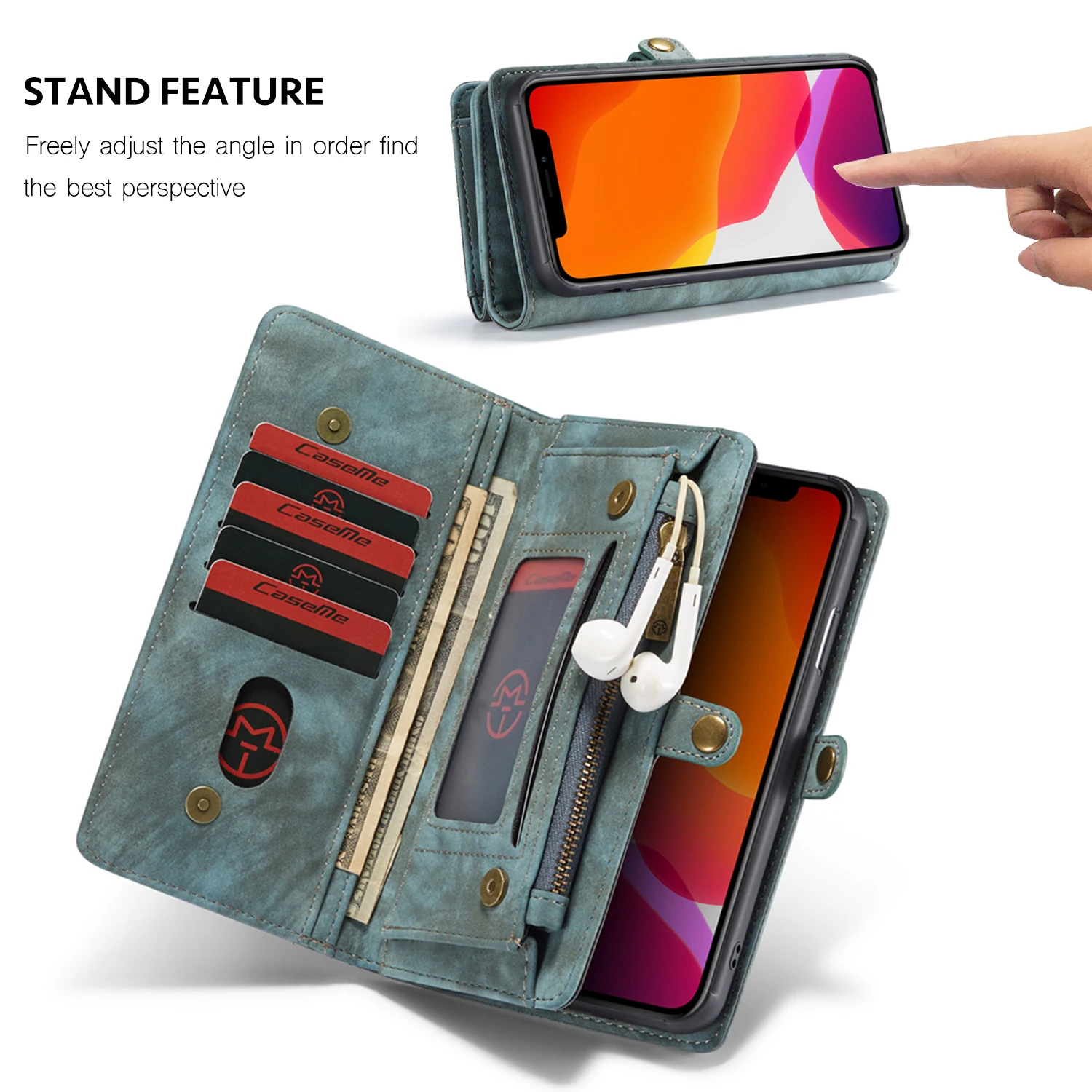 Чехол CaseMe для Apple iPhone 11 Pro MAX кожаный магнитный чехол для делового телефона для iPhone 5,8 6,1 6,5 дюймов флип чехол-бумажник