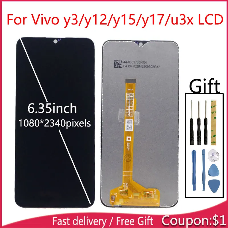 

6.35" Display For Vivo y3/y12/y15/y17/u3x LCD Display Touch Screen Digitizer Assembly For Vivo Y3/Y12/Y15/Y17 Lcd Screen Display