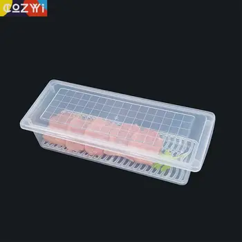 

Rectangle Food Storage Container For Meats Fruits Macaroni With Drain Layer Sealed Transparent Refrigerator Storage Box