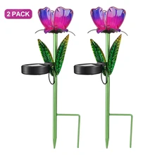 2 шт. Открытый Цветочный декор садовый свет Солнечная энергия цветок колья красивые садовые огни Цветочная лампа для подъездной дорожки двора газон