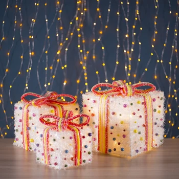 

New Year's figure "Gifts with balls", 35 LED, 15 х 20 х 25 cm, battery operated (not included) 3667629