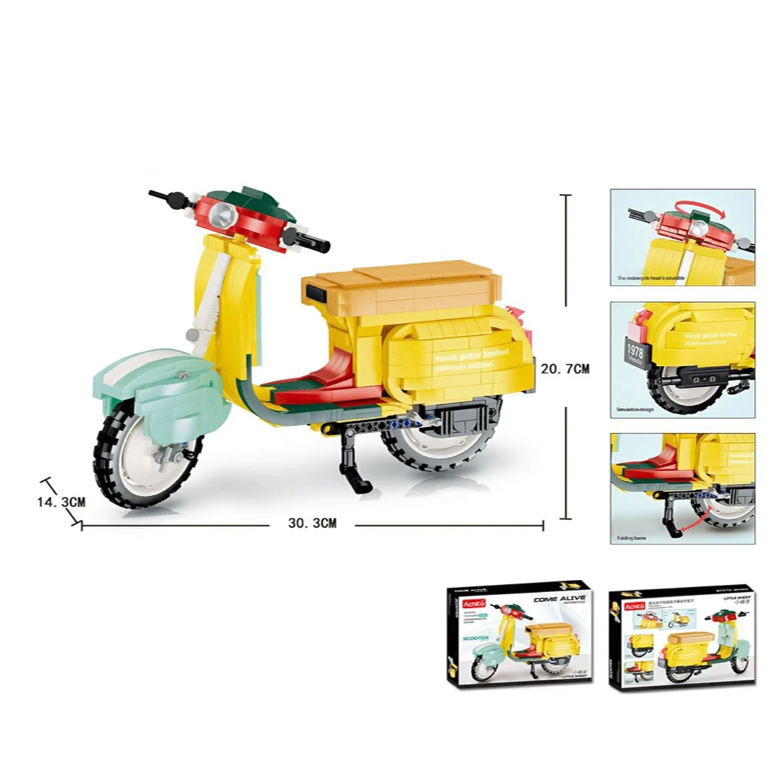 

747Pcs DIY Small Particle Building Blocks MOC Motorcycle Model Educational Toy Gift (Compatible with Other Building Block)